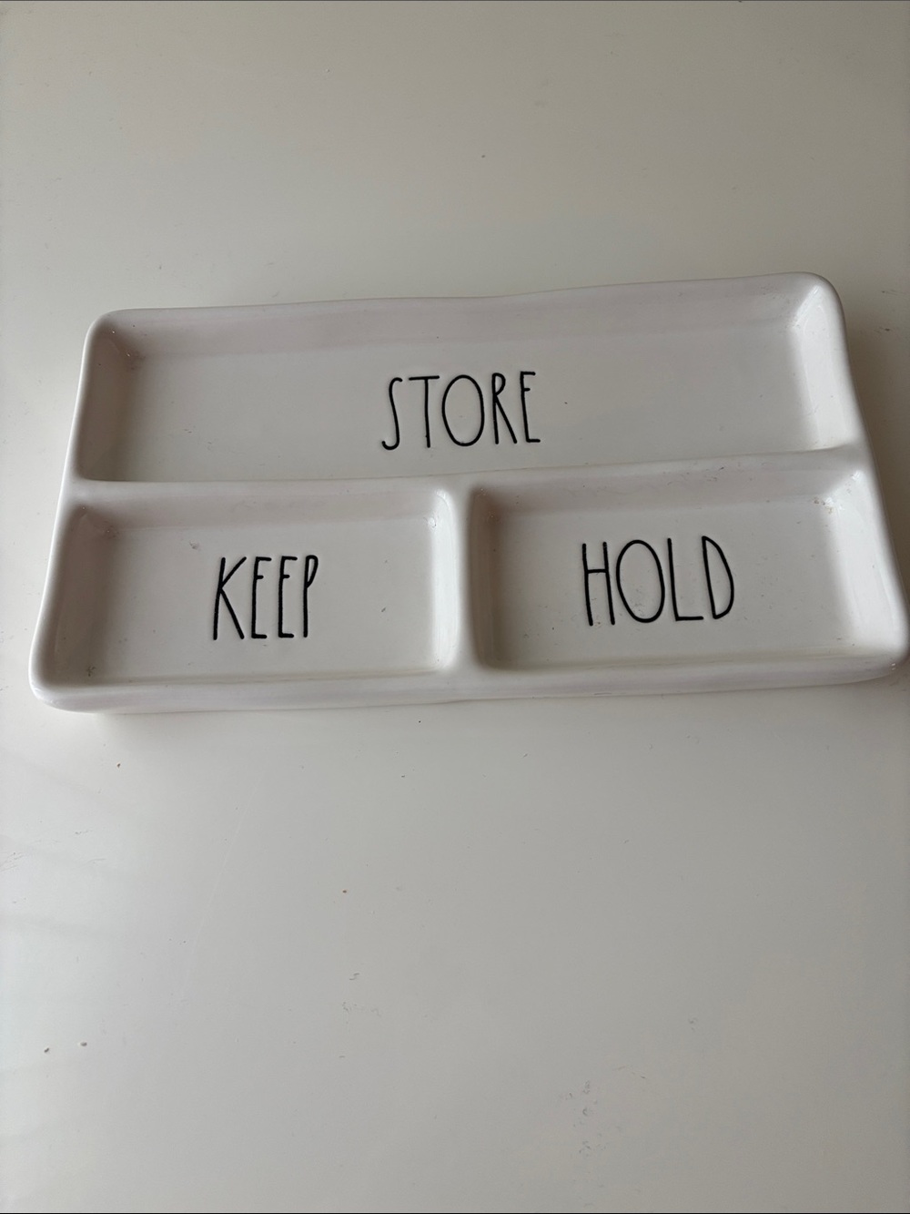 Rae Dunn White Ceramic Divided Tray - STORE KEEP HOLD